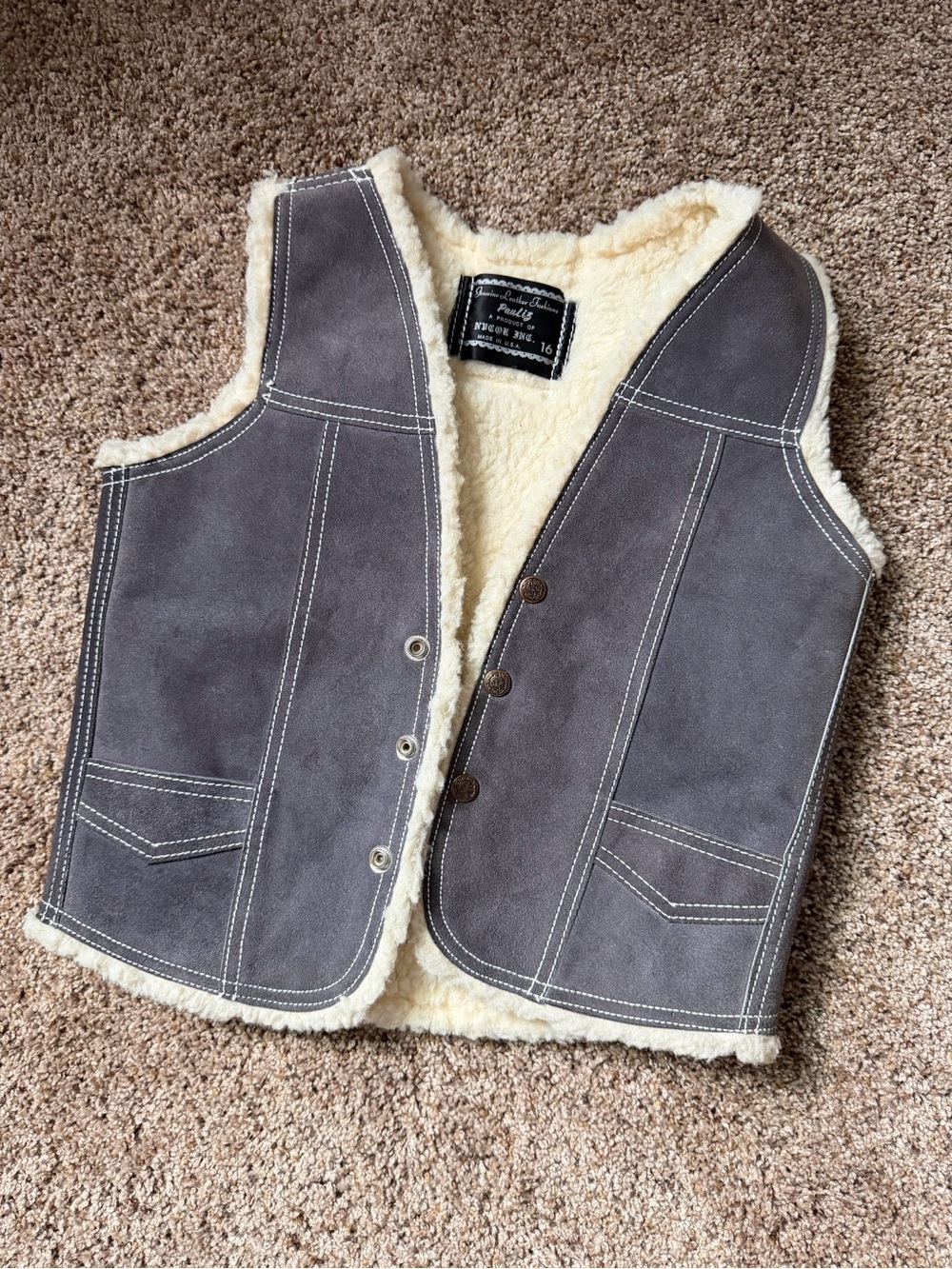 Leather Vest with Faux Sherling Lining